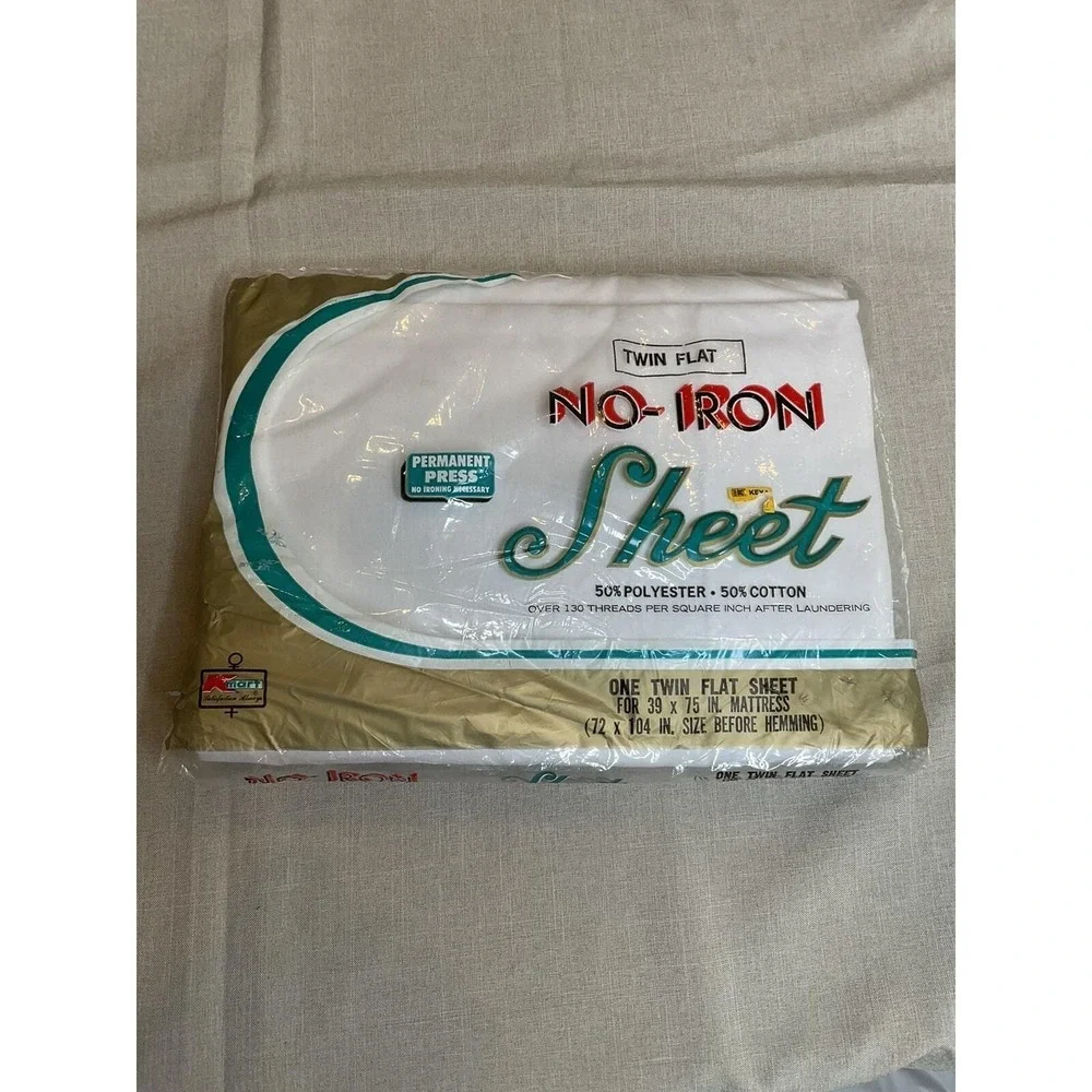 New Vintage Kmart Twin Flat Sheet White No‎ Iron Retro Mod USA Permanent Press